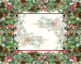 Jogo Americano Natal Arbusto Pinha Branco 45cm x 35cm - Ela Decora